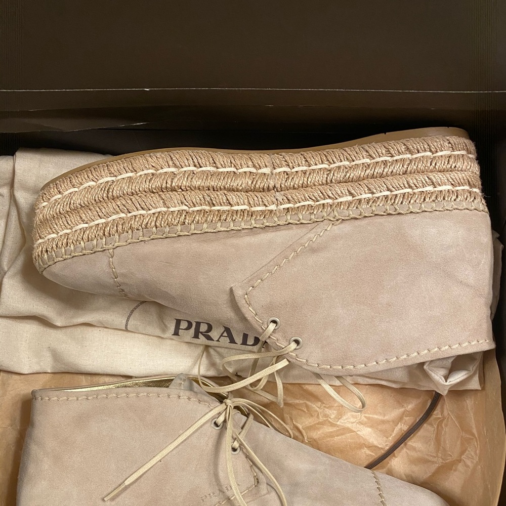 PRADA Suede Espadrille Chukka Boots Size 39.5 - Picture 3 of 14